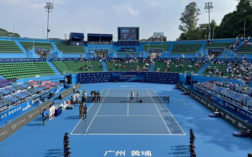 hard court tennis match scene photo
