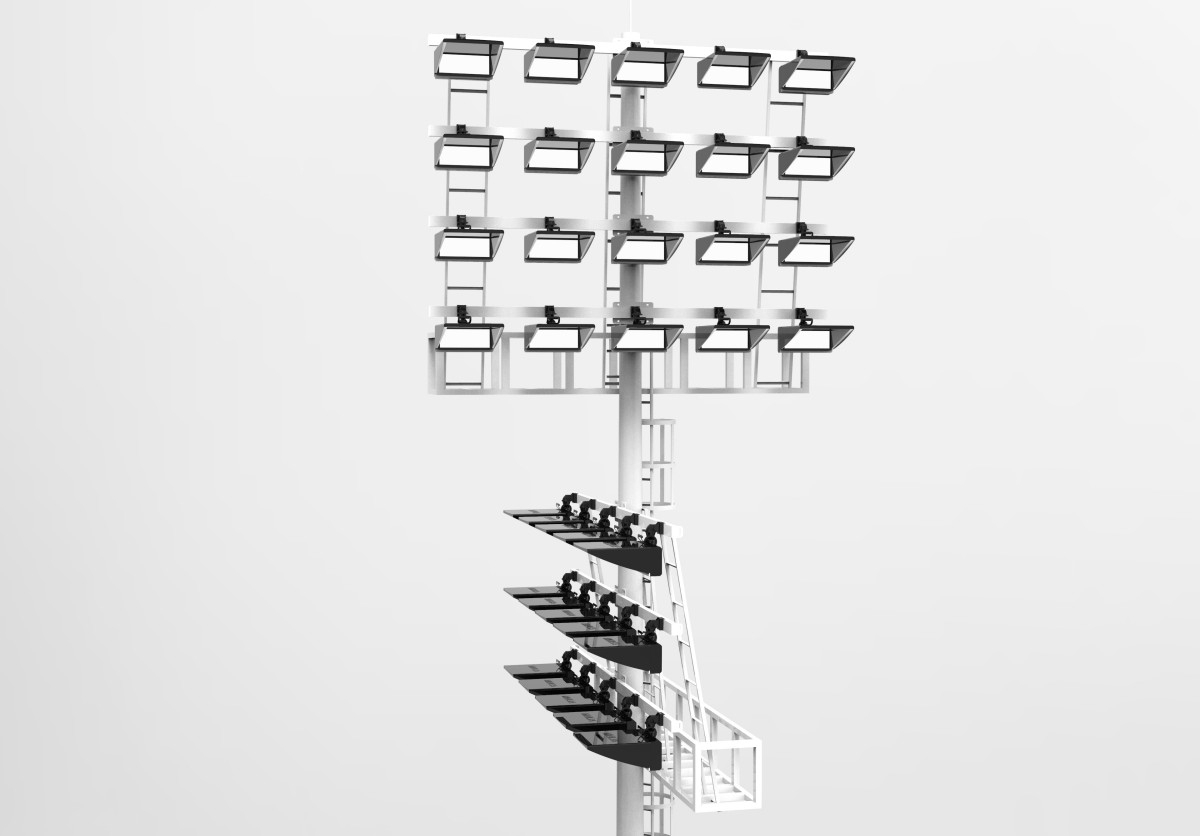 sports court lighting installation rendering