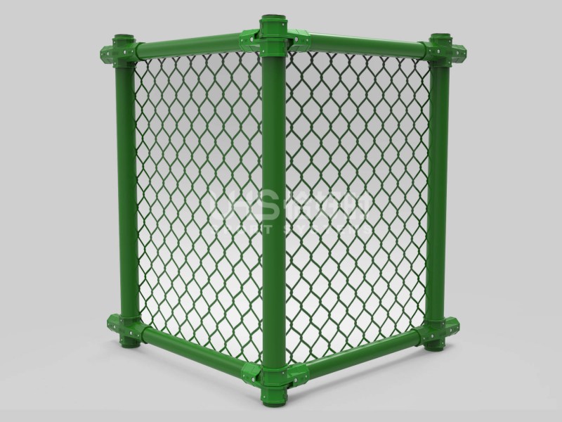 galvanized tennis court fence with wire mesh single-cell panel rendering