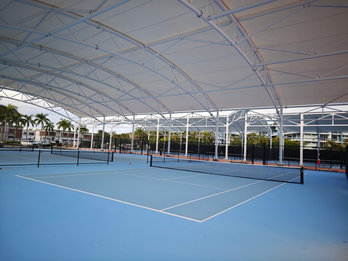 UHS-0803 Inground Pickleball Post and Net Set 1 indoor multiple tennis and pickleball courts