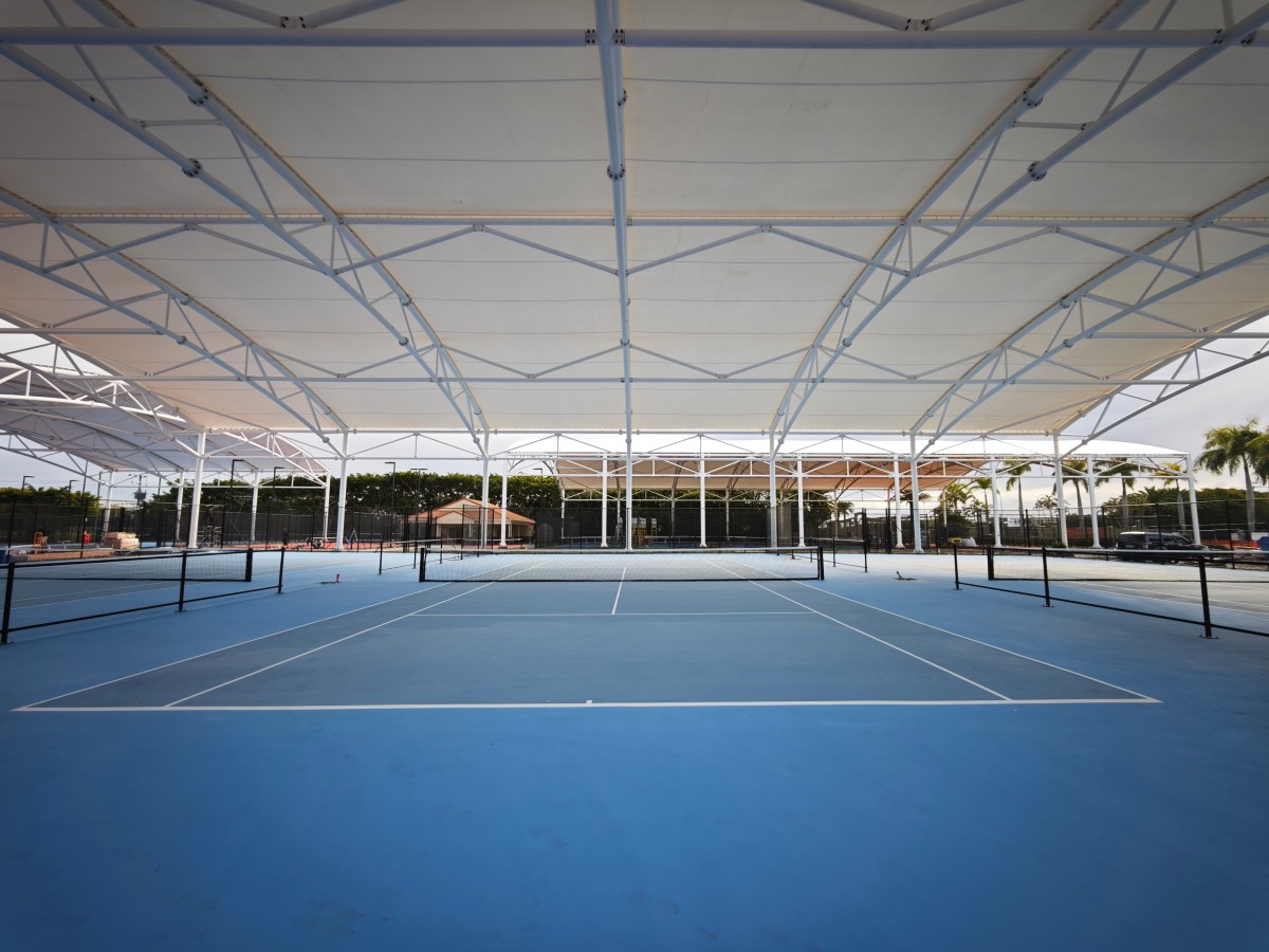 UHS-0803 Inground Pickleball Post and Net Set 2 indoor tennis and pickleball court