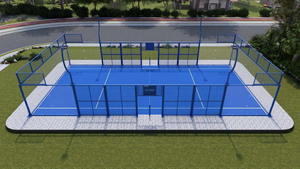 padel tennis court rendering