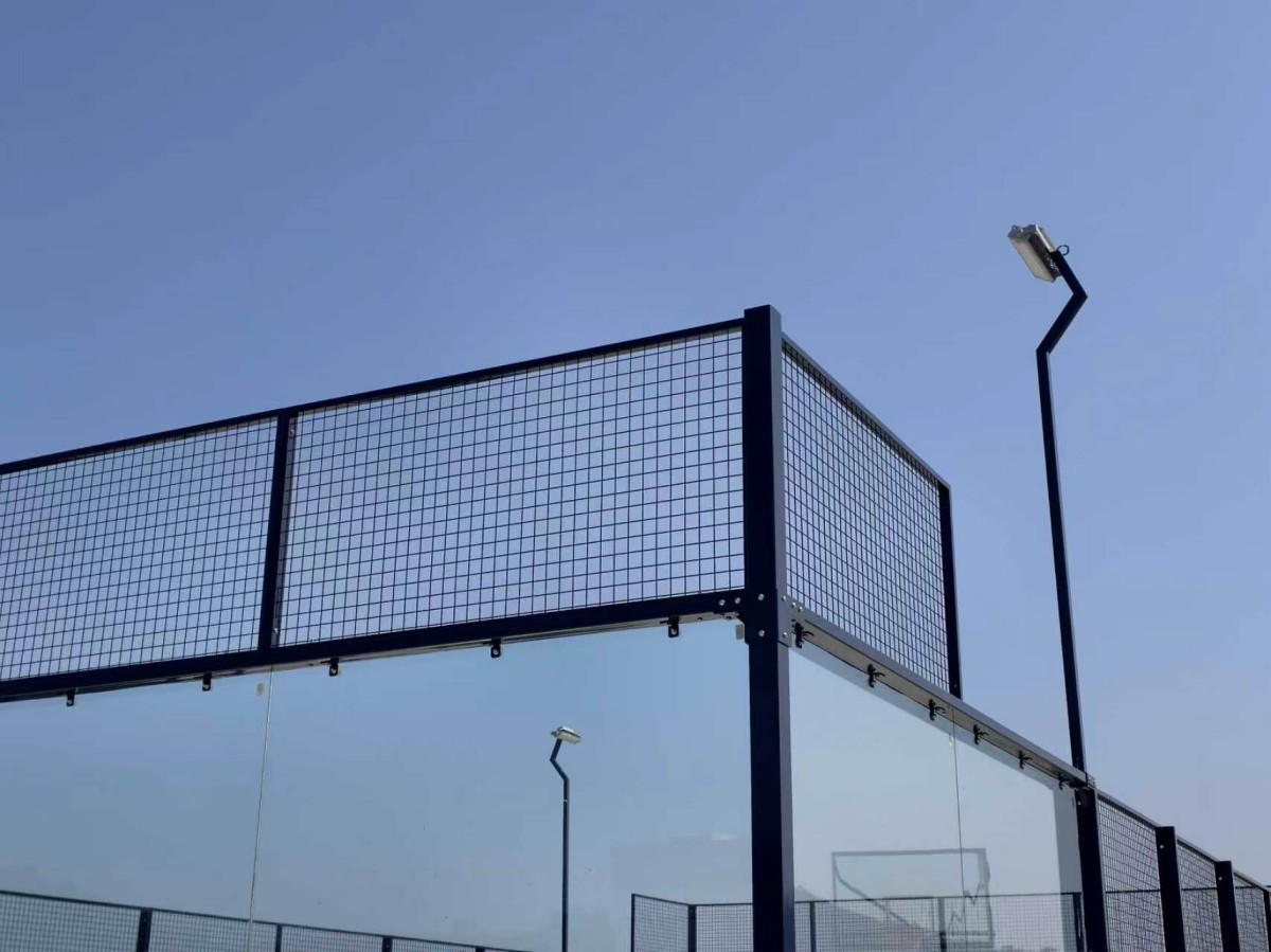 padel tennis court top lighting view