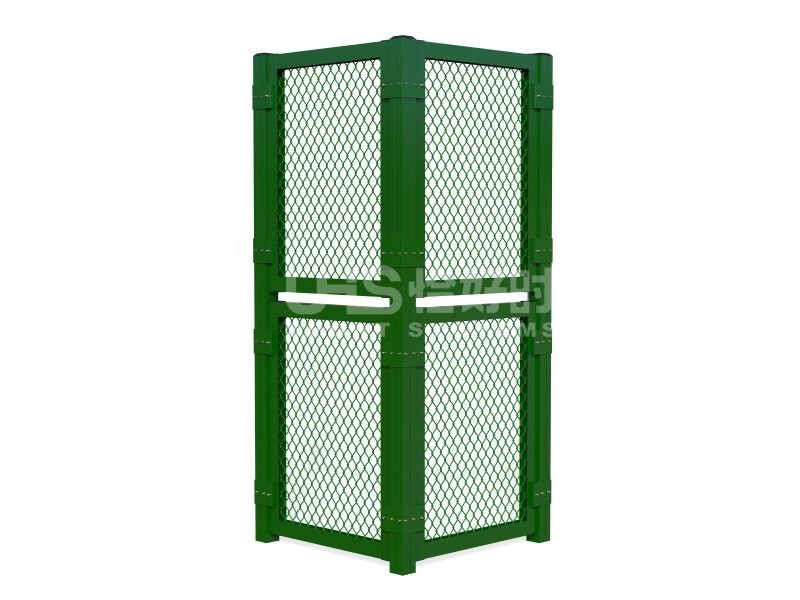 forest green color aluminum fence double-cell panel rendering