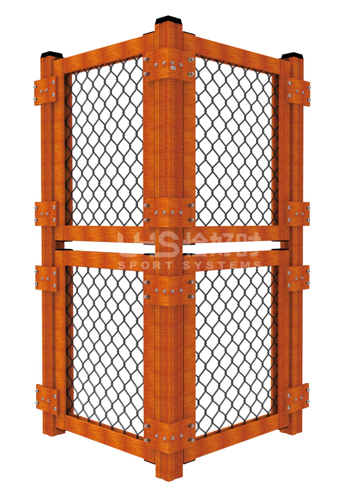 wood grain color aluminum tennis court fence rendering