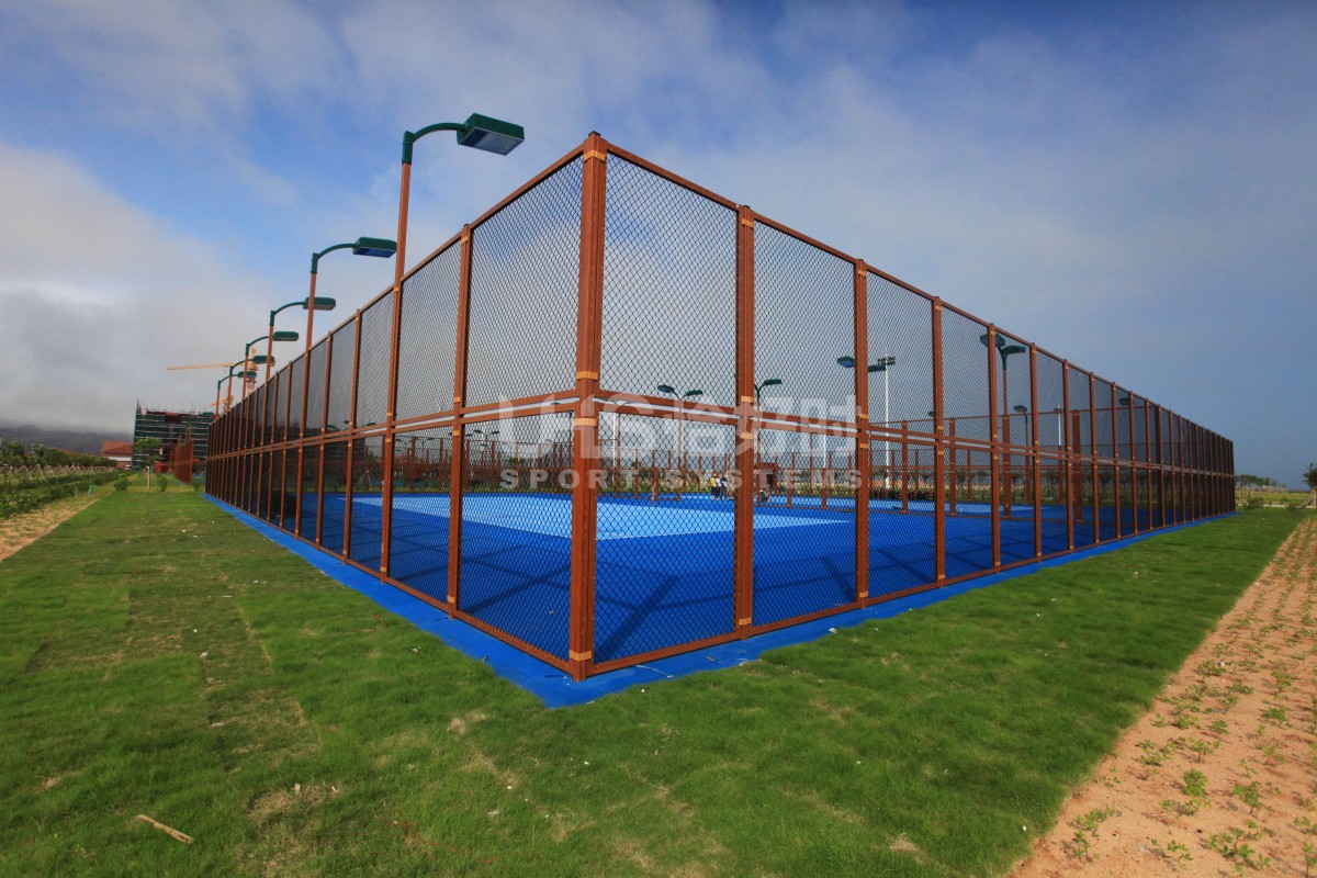 wood grain color aluminum tennis court fence in Lufeng Power Station
