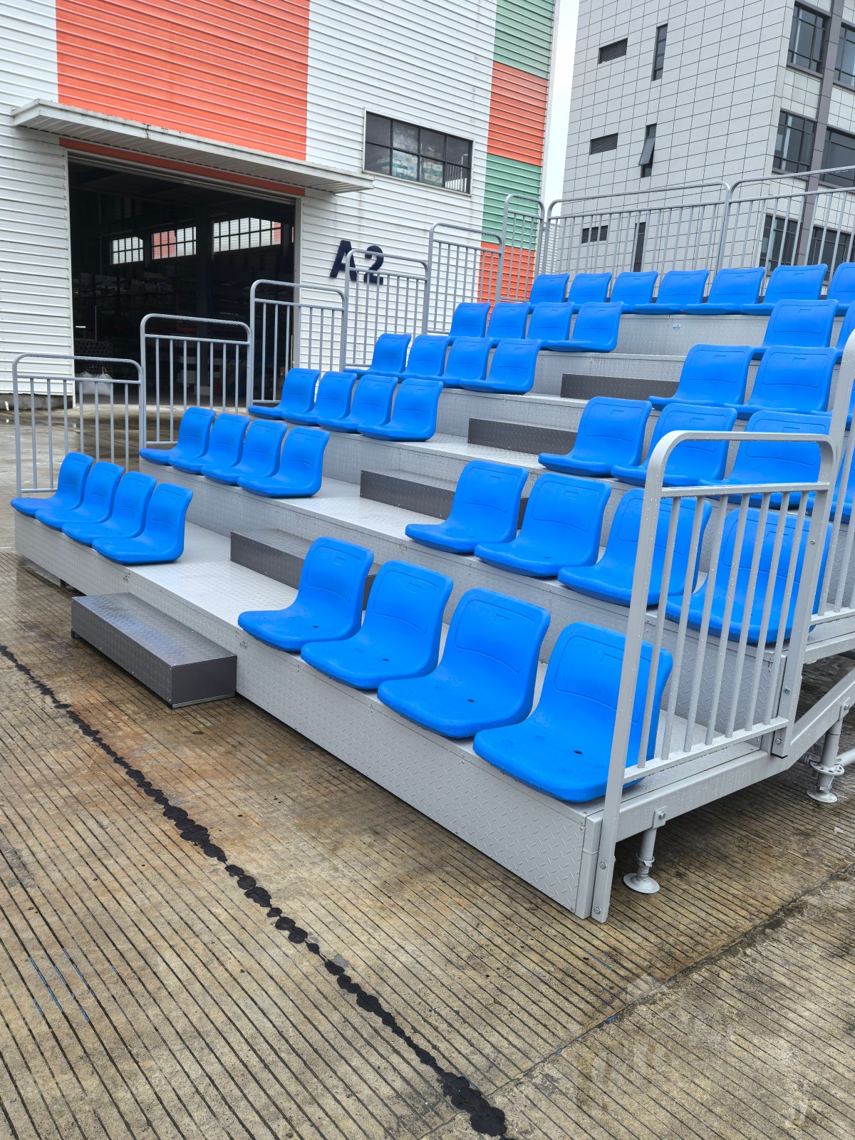TP-2103 Six-Tier Modular Bleachers & Grandstand 2 stadium seat with back support view from right photo