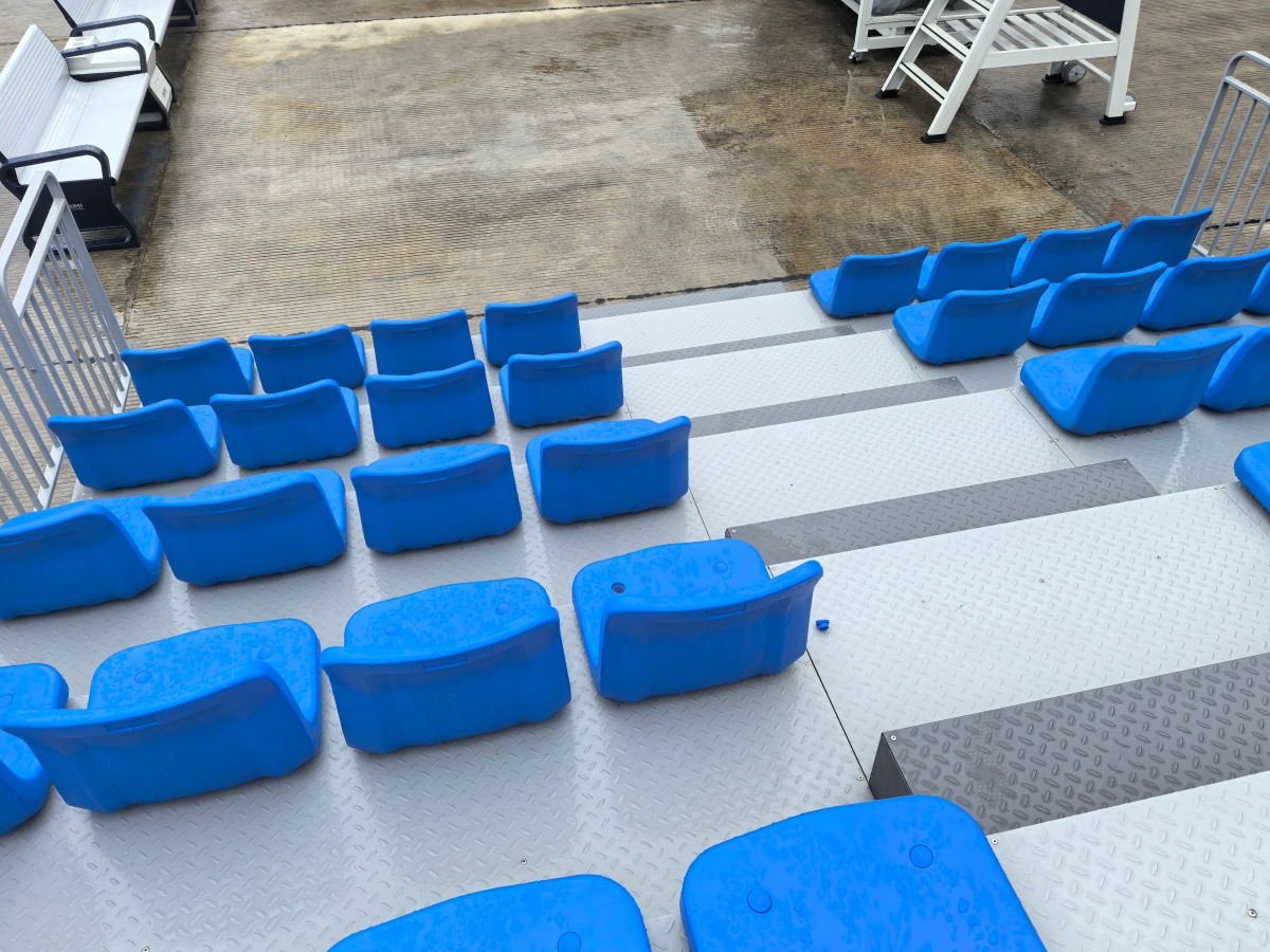 TP-2103 Six-Tier Modular Bleachers & Grandstand 3 stadium seat with back support viewed from above photo