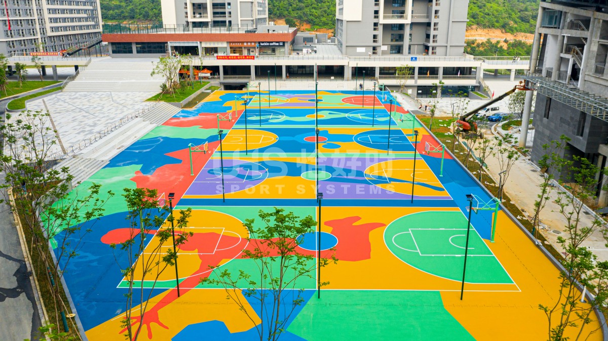led sports light for multiple connected colorful basketball courts