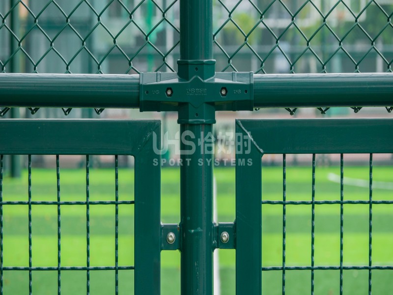 galvanized steel fence soccer field detail photo