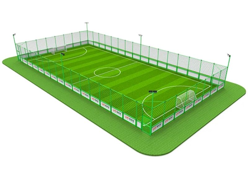 galvanized steel structure and composite fence soccer field rendering