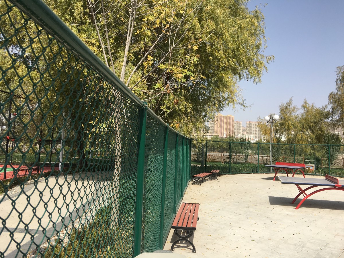 forest green color park fence surround the park